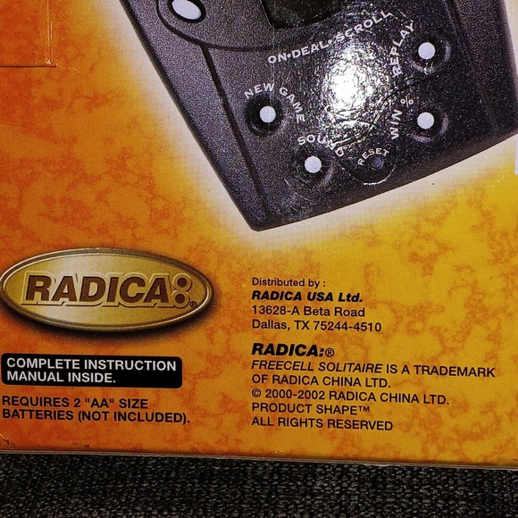 Vintage Radica FreeCell Solitaire Big Screen Blue Electronic Handheld Game NOS - Picture 5 of 6